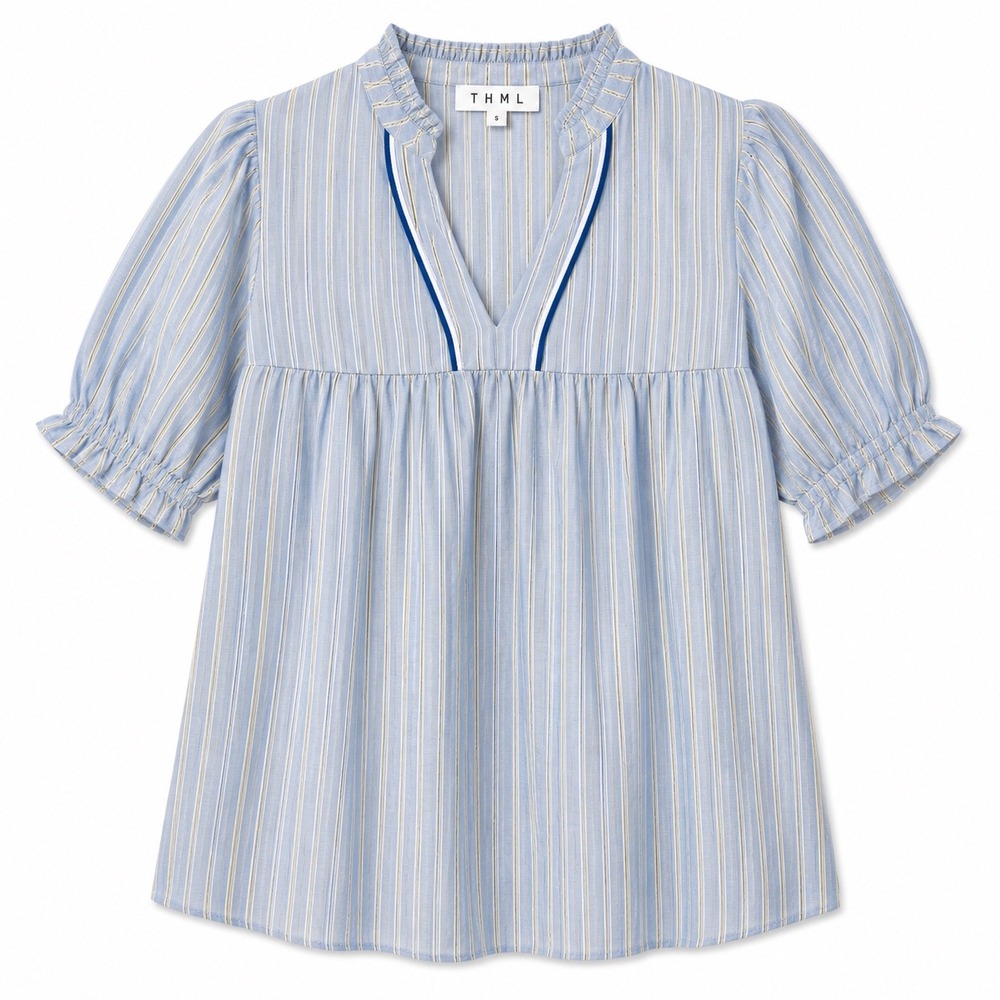 THML Light Blue Striped V-Neck Tunic